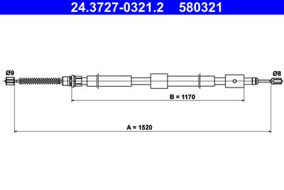 Cable Pull, parking brake ATE 24.3727-0321.2