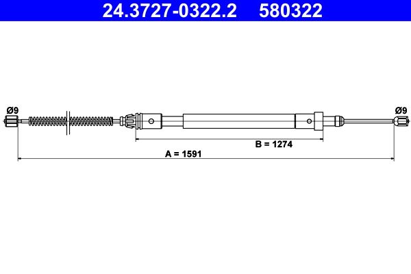 ATE 24.3727-0322.2 Cable Pull, parking brake