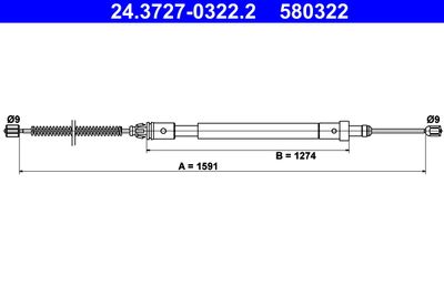 Cable Pull, parking brake ATE 24.3727-0322.2