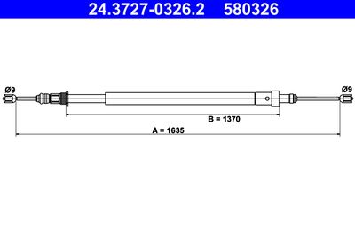 Cable Pull, parking brake ATE 24.3727-0326.2