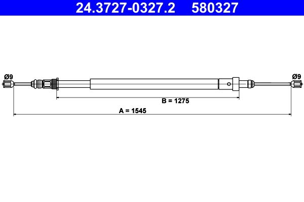 ATE 24.3727-0327.2 Cable Pull, parking brake