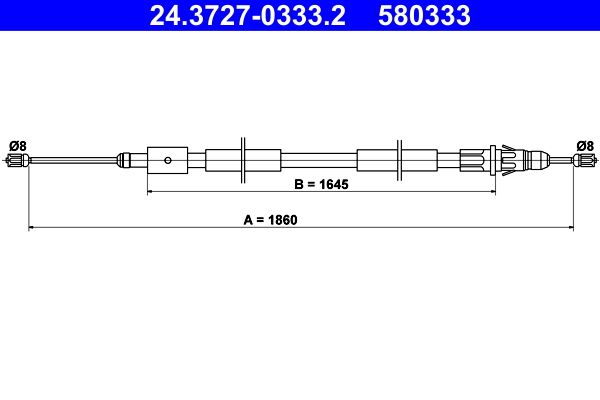 ATE 24.3727-0333.2 Cable Pull, parking brake