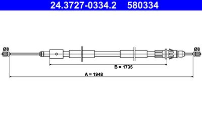 Cable Pull, parking brake ATE 24.3727-0334.2