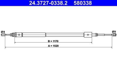 Cable Pull, parking brake ATE 24.3727-0338.2