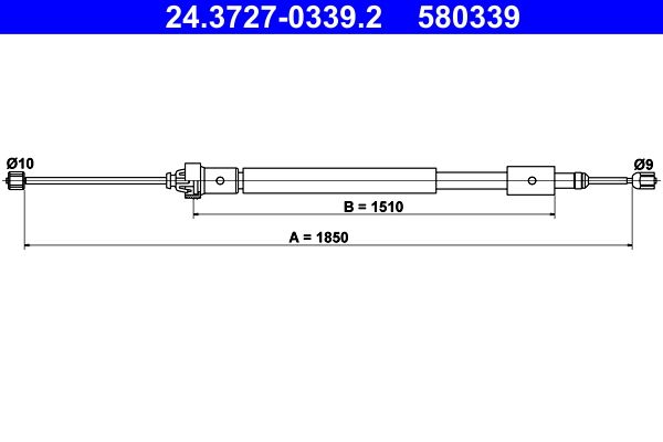ATE 24.3727-0339.2 Cable Pull, parking brake