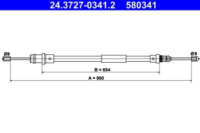 Cable Pull, parking brake ATE 24.3727-0341.2