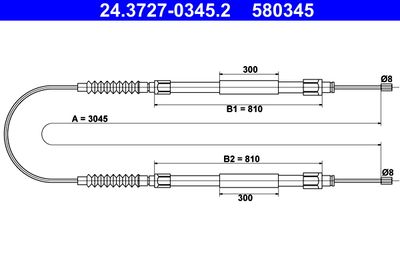 Cable Pull, parking brake ATE 24.3727-0345.2