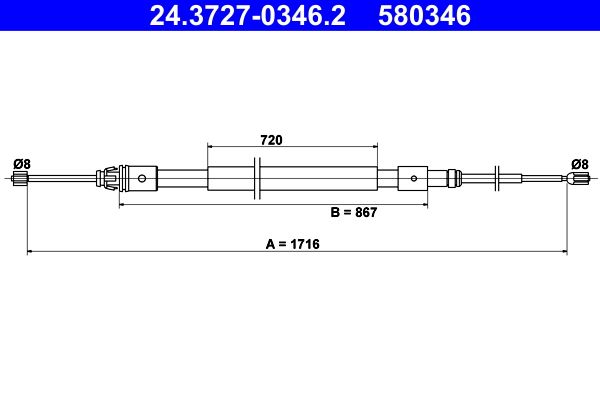 ATE 24.3727-0346.2 Cable Pull, parking brake