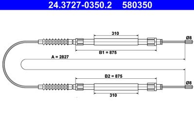 Cable Pull, parking brake ATE 24.3727-0350.2