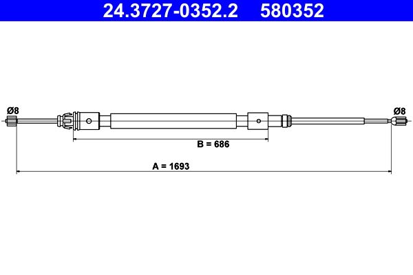 ATE 24.3727-0352.2 Cable Pull, parking brake