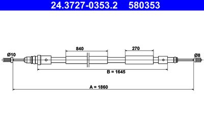Cable Pull, parking brake ATE 24.3727-0353.2