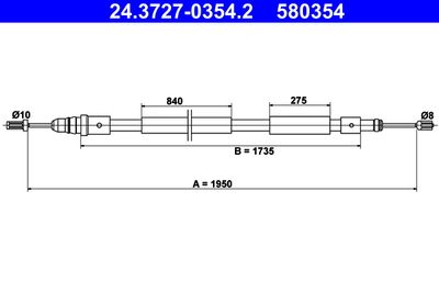 Cable Pull, parking brake ATE 24.3727-0354.2