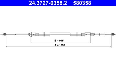 Cable Pull, parking brake ATE 24.3727-0358.2