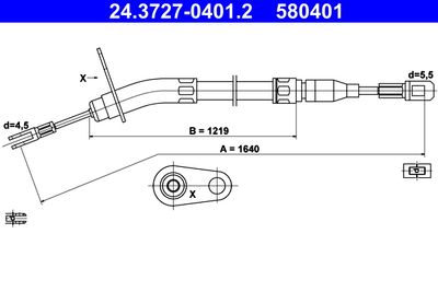 Cable Pull, parking brake ATE 24.3727-0401.2