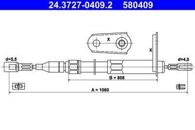 Cable Pull, parking brake ATE 24.3727-0409.2