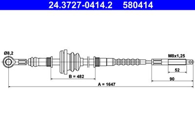 Cable Pull, parking brake ATE 24.3727-0414.2