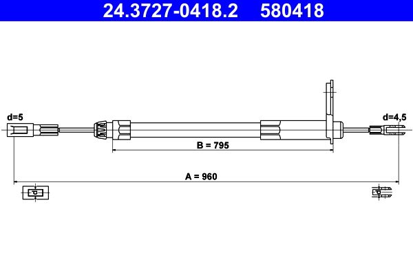 ATE 24.3727-0418.2 Cable Pull, parking brake