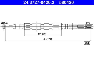 Cable Pull, parking brake ATE 24.3727-0420.2