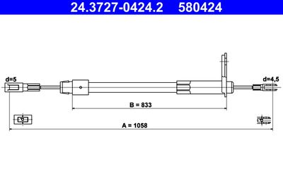 Cable Pull, parking brake ATE 24.3727-0424.2