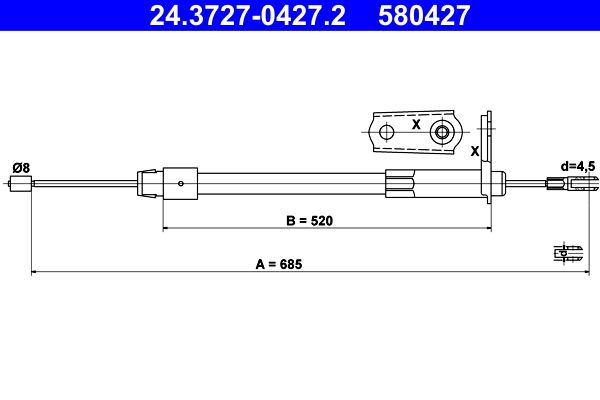 ATE 24.3727-0427.2 Cable Pull, parking brake
