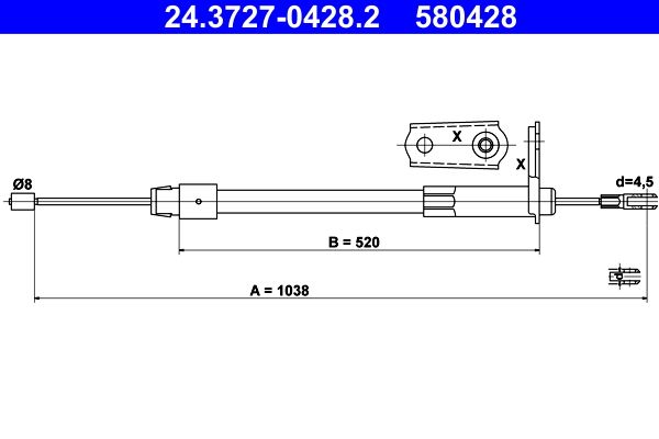 ATE 24.3727-0428.2 Cable Pull, parking brake