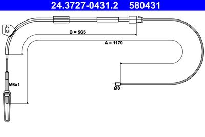 Cable Pull, parking brake ATE 24.3727-0431.2