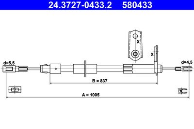 Cable Pull, parking brake ATE 24.3727-0433.2