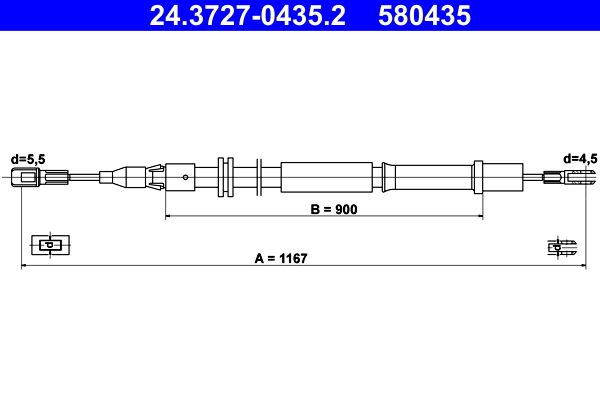 ATE 24.3727-0435.2 Cable Pull, parking brake