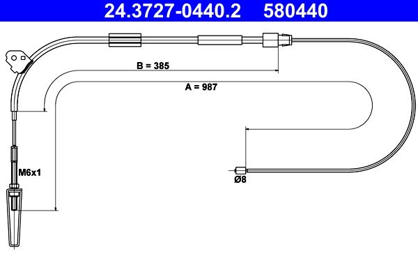 ATE 24.3727-0440.2 Cable Pull, parking brake