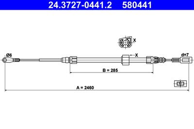 Cable Pull, parking brake ATE 24.3727-0441.2