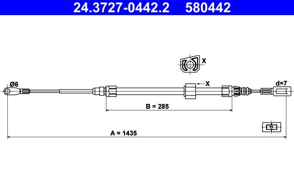 ATE 24.3727-0442.2 Cable Pull, parking brake