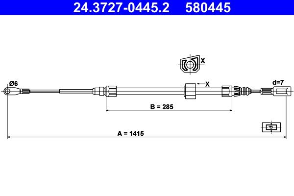 ATE 24.3727-0445.2 Cable Pull, parking brake