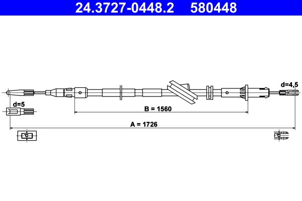 ATE 24.3727-0448.2 Cable Pull, parking brake
