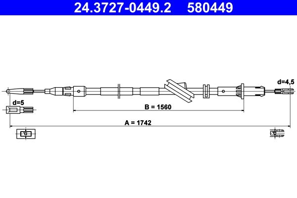 ATE 24.3727-0449.2 Cable Pull, parking brake