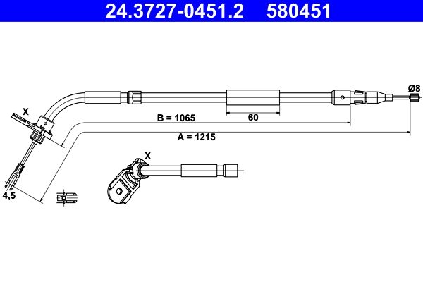 ATE 24.3727-0451.2 Cable Pull, parking brake