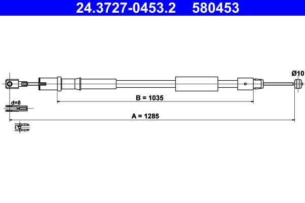 ATE 24.3727-0453.2 Cable Pull, parking brake