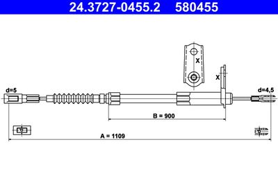 Cable Pull, parking brake ATE 24.3727-0455.2