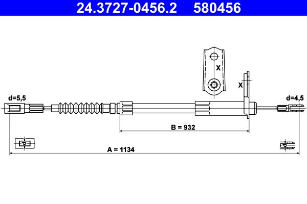 ATE 24.3727-0456.2 Cable Pull, parking brake