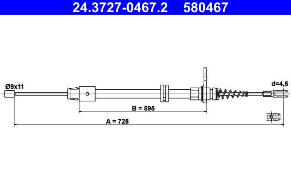 ATE 24.3727-0467.2 Cable Pull, parking brake