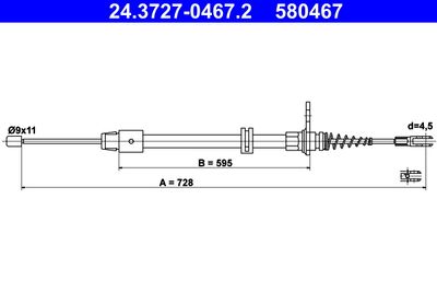 Cable Pull, parking brake ATE 24.3727-0467.2