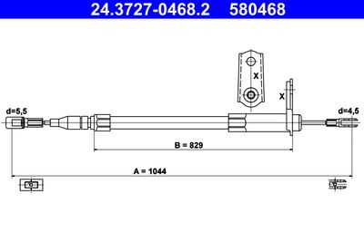 Cable Pull, parking brake ATE 24.3727-0468.2
