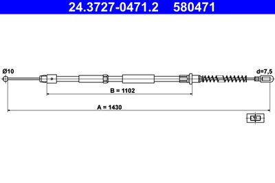 Cable Pull, parking brake ATE 24.3727-0471.2