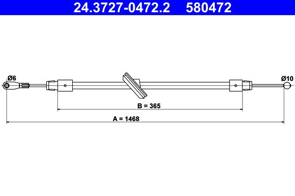 ATE 24.3727-0472.2 Cable Pull, parking brake