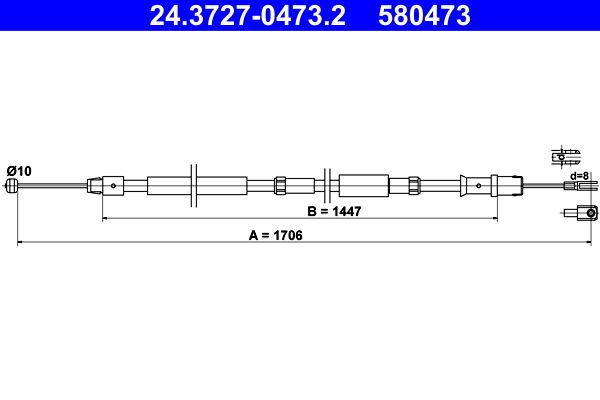 ATE 24.3727-0473.2 Cable Pull, parking brake