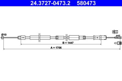 Cable Pull, parking brake ATE 24.3727-0473.2