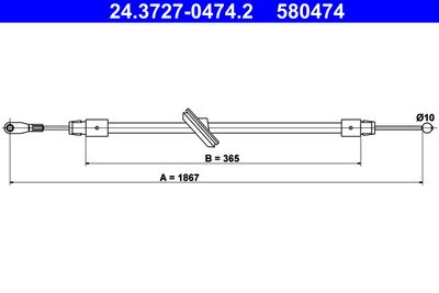 Cable Pull, parking brake ATE 24.3727-0474.2