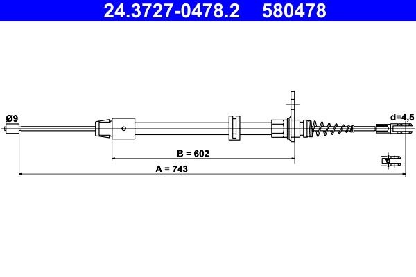 ATE 24.3727-0478.2 Cable Pull, parking brake
