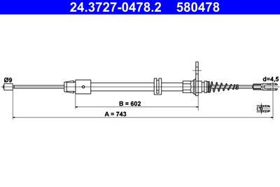 Cable Pull, parking brake ATE 24.3727-0478.2