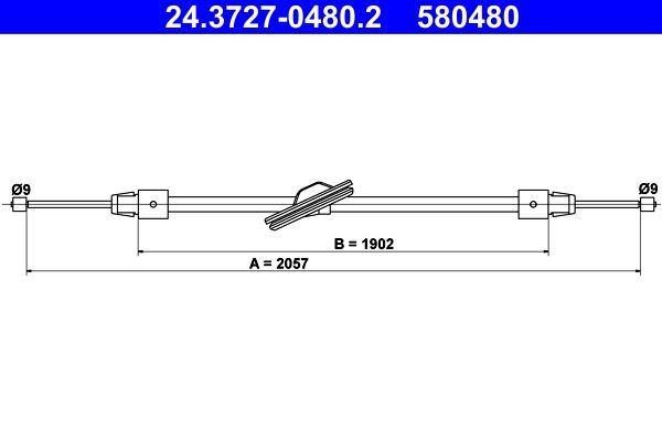ATE 24.3727-0480.2 Cable Pull, parking brake