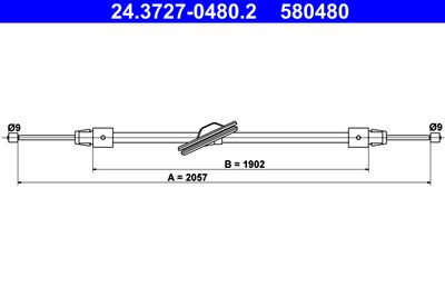 Cable Pull, parking brake ATE 24.3727-0480.2